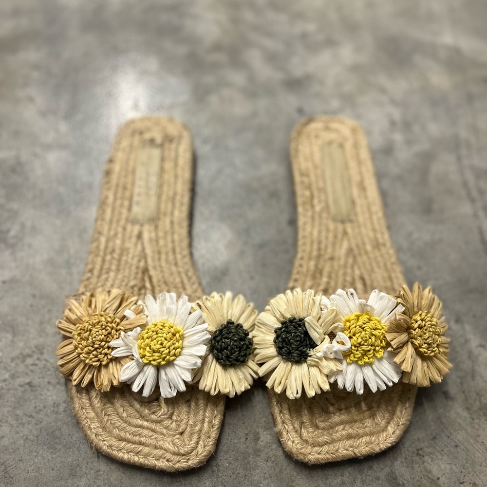 ASOS Flower Raffia Slide Sandals